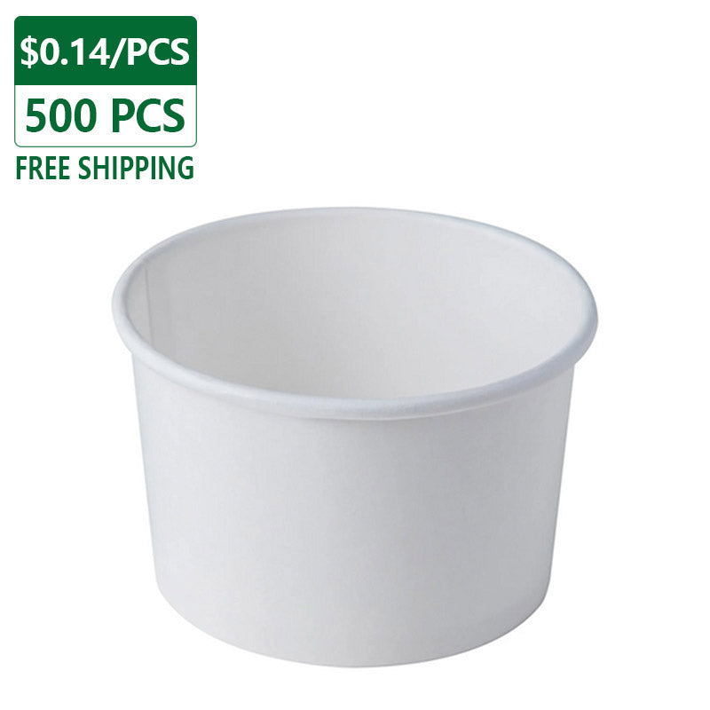 16 oz Paper White Ice Cream Container 500 pcs
