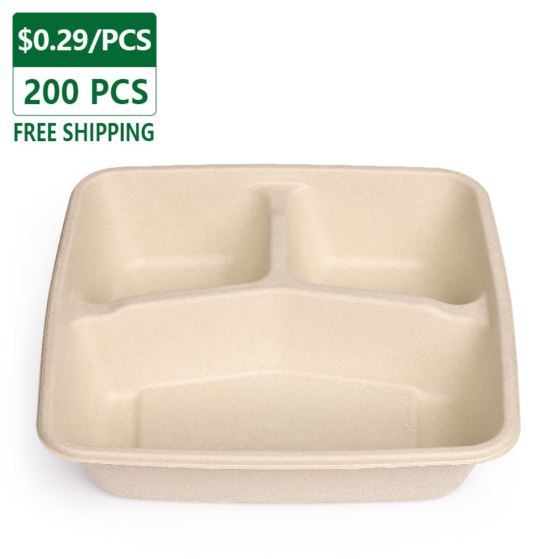 32oz 3-Compartmen Compartment Square Container 200pcs