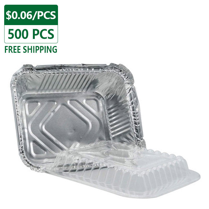 Clear Plastic Lids For 1.5 lb Rectangular  Aluminum Foil Pans 500 pcs (747)