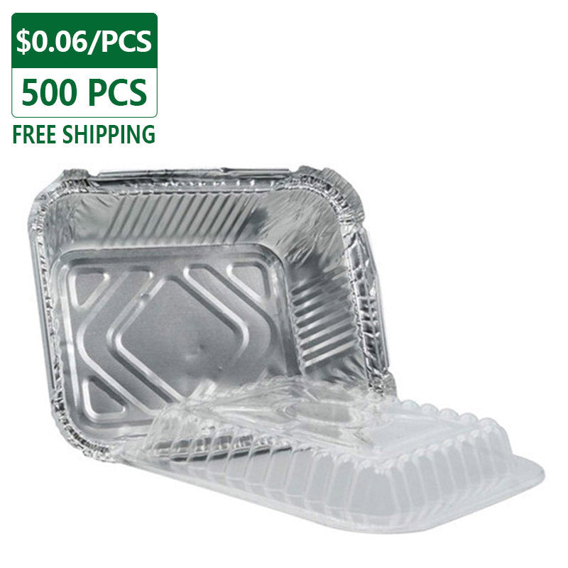 Clear Plastic Lids For 1.5 lb Rectangular Aluminum Trays 500 pcs (768)