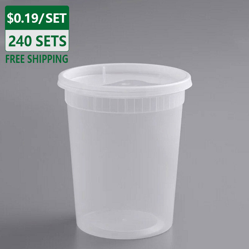 32 oz Soup Containers With Lids Disposable Plastic 240 Set