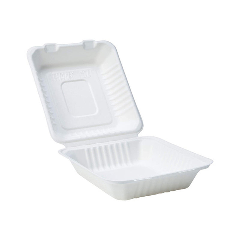 Sample Clamshell Container Sugarcane Fiber 8x8x3