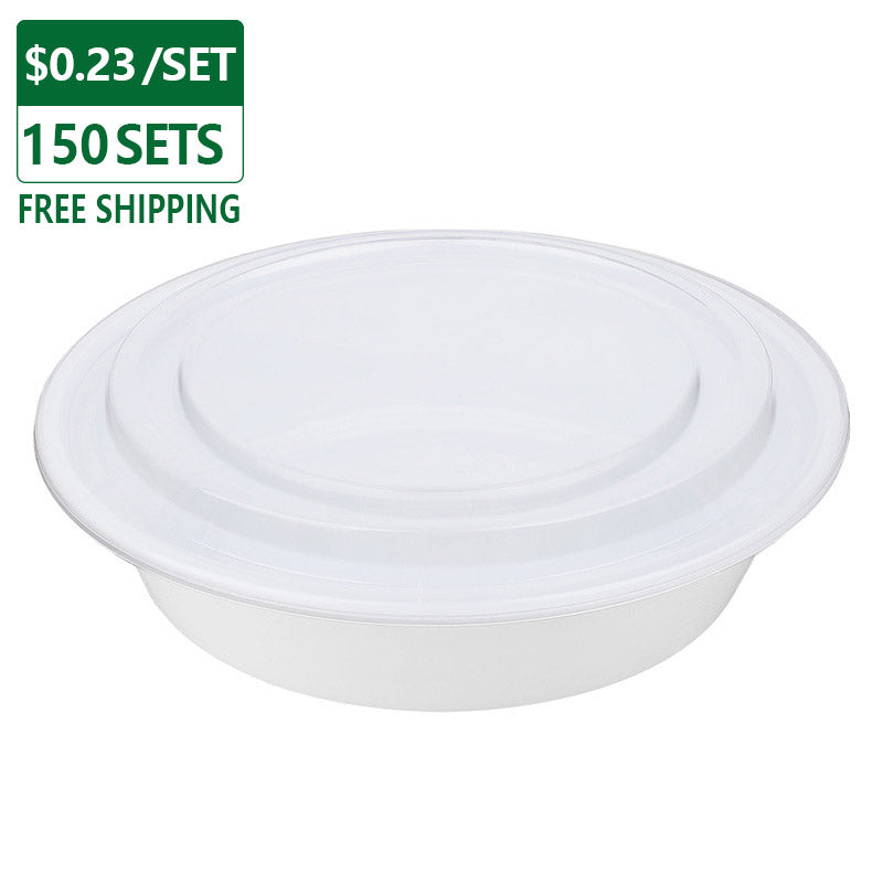 16 oz Microwavable Plastic Bowls with Lids White 150 Set