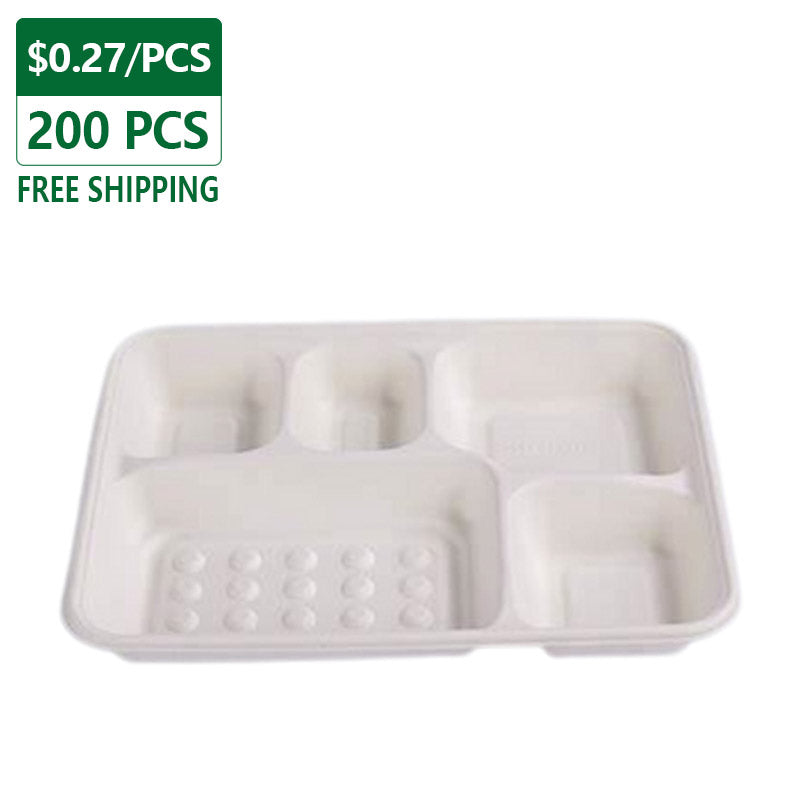 5 Compartment Fiber Deep Tray-White 200pcs