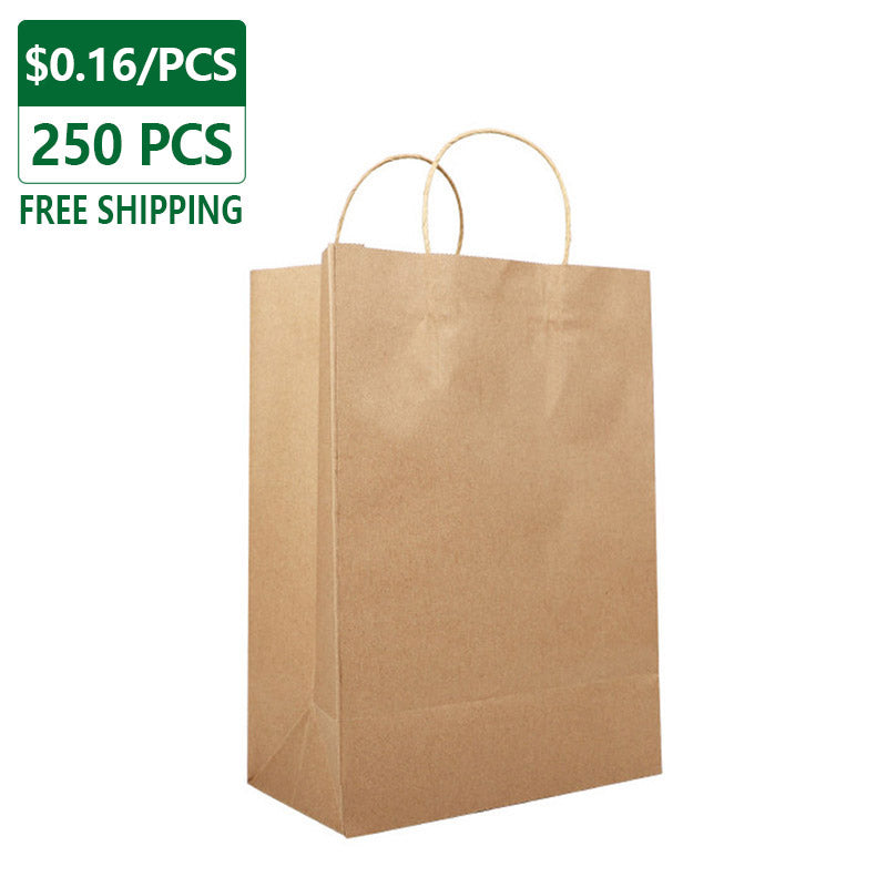 Small Kraft Brown Paper bags with Handles Bulk 250 pcs