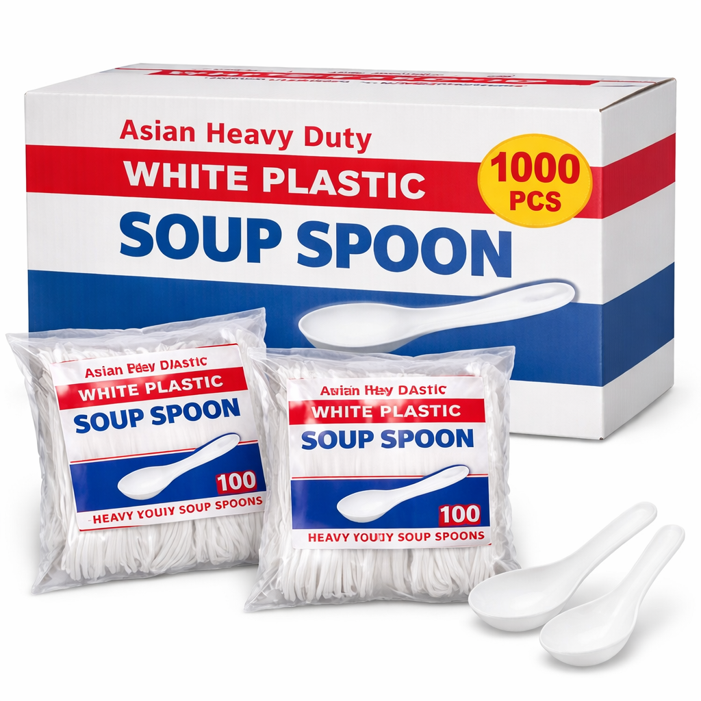 Asian Heavy Duty White Plastic Soup Spoon 1000pcs