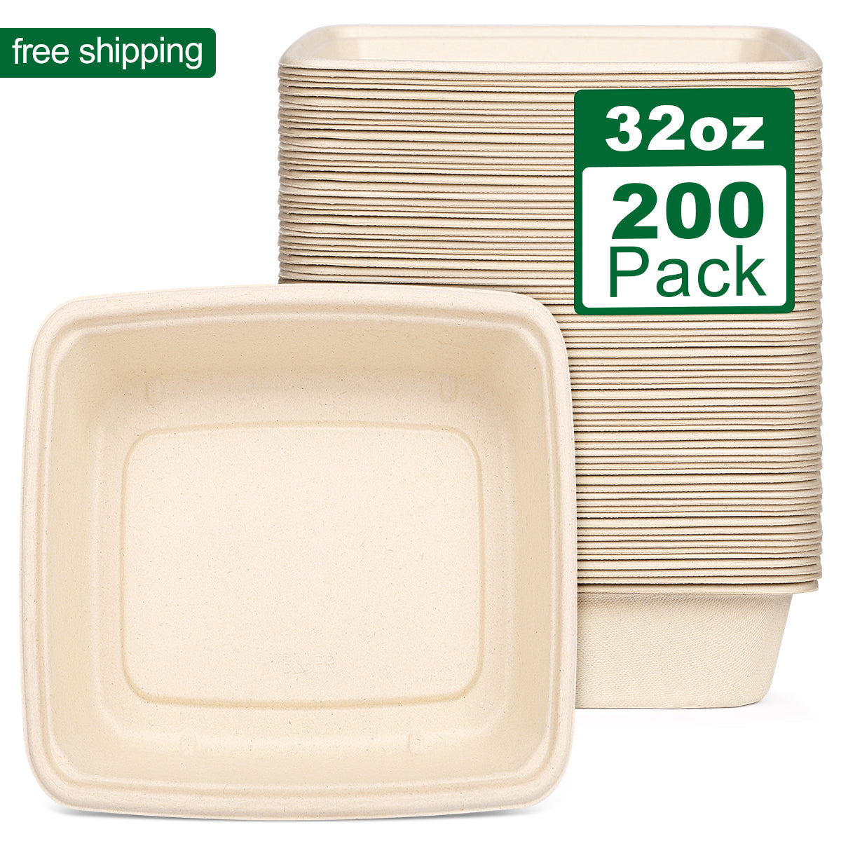 24 oz Disposable Square Bowls Heavy Duty 400 pcs