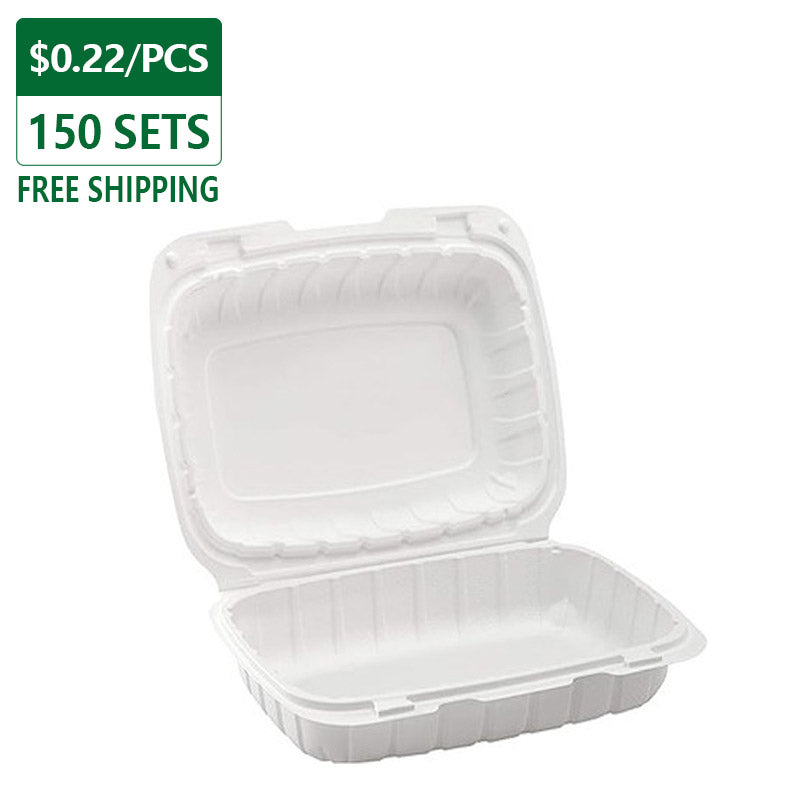9 x 6 x 3 inch Microwaveable Plastic Clamshell Food Container 150pcs