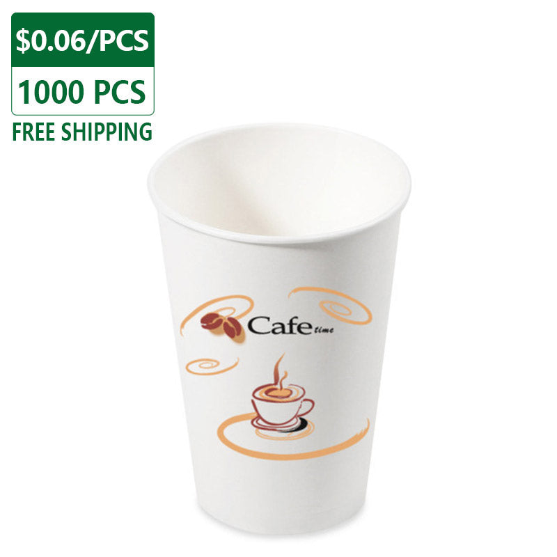 8 oz Disposable White Hot Paper Cups Printed 1000 pcs