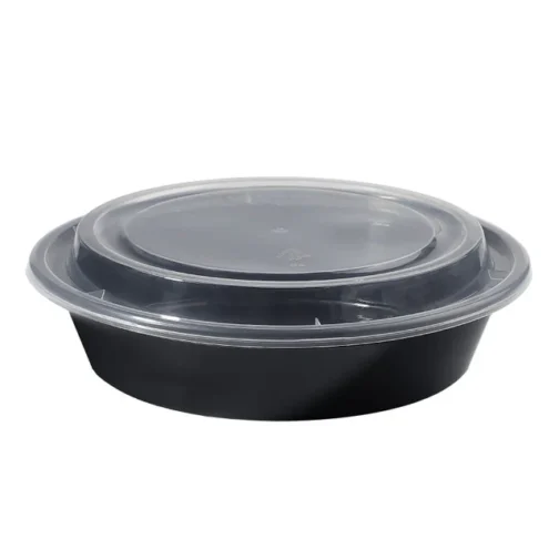 32 oz Plastic To Go Bowls with Lids Black 150 Set - Image 2