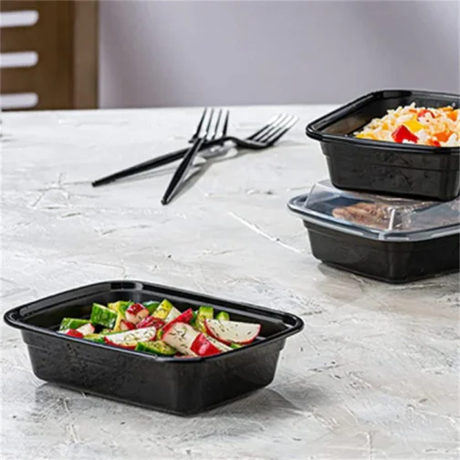 28 oz To Go Containers with Lids Black 150 Set - Image 4