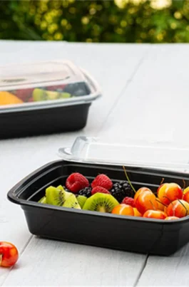 28 oz To Go Containers with Lids Black 150 Set