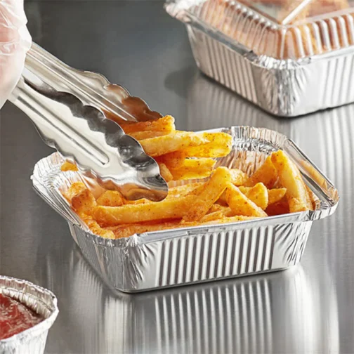 1 lb Disposable Aluminum Foil Trays for Food Rectangular 500 pcs (705)