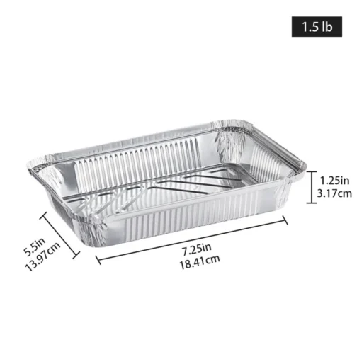 1.5 lb Aluminum Trays for Food Disposable Rectangular 500 pcs (768) - Image 2