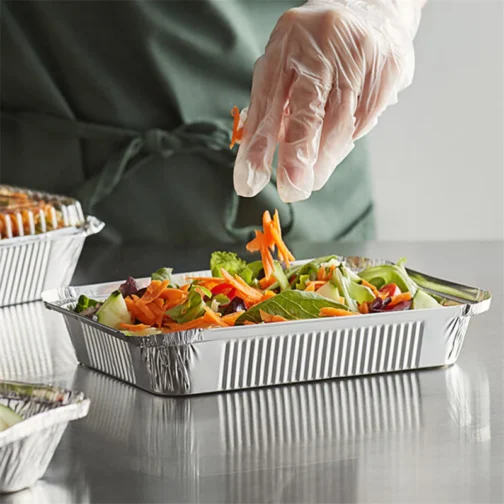 1.5 lb Aluminum Trays for Food Disposable Rectangular 500 pcs (768)