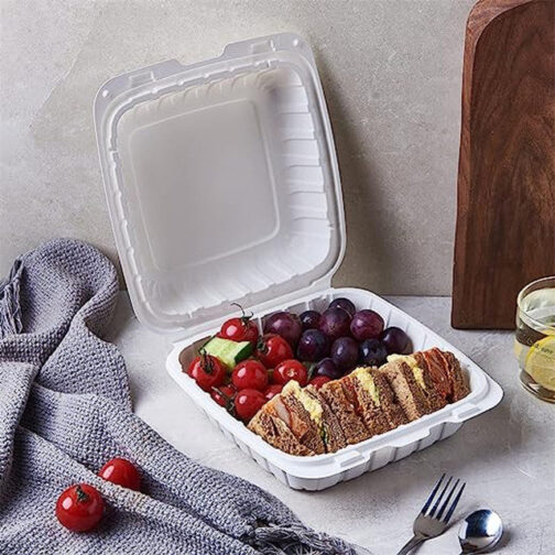 8" Microwaveable Plastic Clamshell Food Containers 150 pcs
