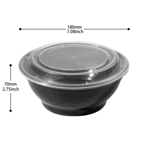 36 oz Disposable To Go Bowls with lids Black 150 set - Image 2