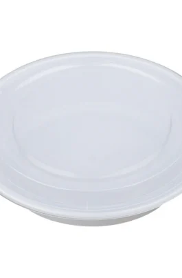 32 oz Disposable Plastic Bowls with Lids White 150 Set