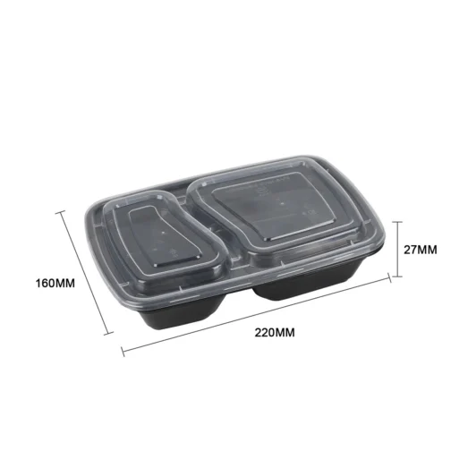28 oz 2-Compart Plastic To go Food Containers with lids 150 pcs - Image 3