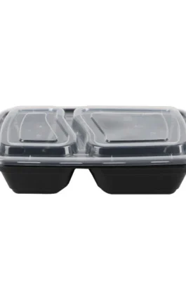 28 oz 2-Compart Plastic To go Food Containers with lids 150 pcs