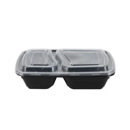 28 oz 2-Compart Plastic To go Food Containers with lids 150 pcs