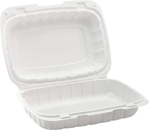 Sample 9”x6"x3" Microwaveable Plastic Clamshell Food Container - Image 2