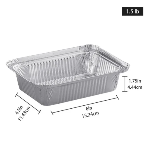 1.5 lb Aluminum Disposable Foil Trays Rectangular 500 pcs (747) - Image 2