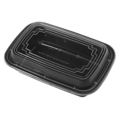 32 oz To Go Containers with Lids Black Plastic 150 Set - Image 2