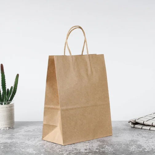 10" x 5" x 13" Small Kraft Brown Paper Bags with Handles Bulk 250 pcs