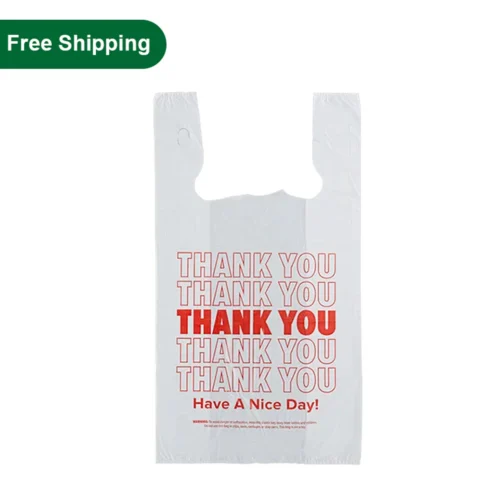 1/6 Disposable Thank You T-shirt Plastic Bags White 400pcs