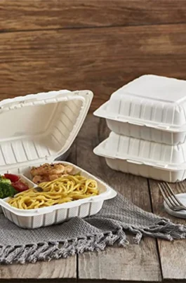 8'' 3 Compartments Microwaveable Plastic Clamshell Food Containers 150 pcs