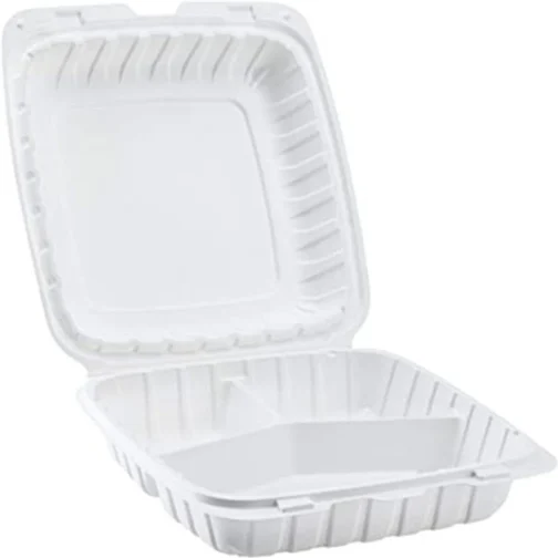 9" 3 Compartments Plastic Clamshell food Containers 150 pcs - Image 3