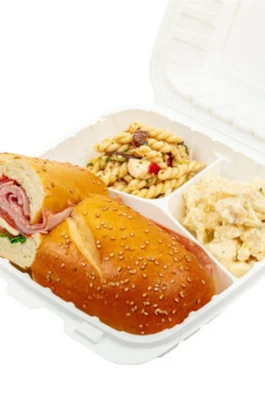 9" 3 Compartments Plastic Clamshell food Containers 150 pcs