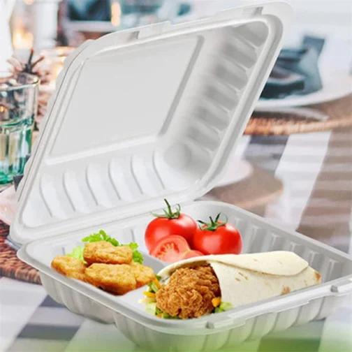 9" 3 Compartments Plastic Clamshell food Containers 150 pcs - Image 2