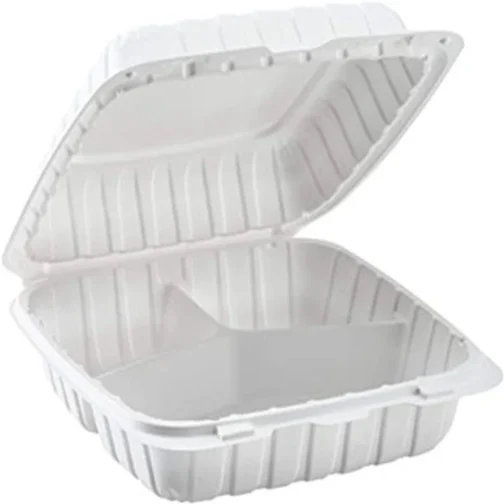 Sample 9" 3 Compartments Plastic Clamshell Food Containers - Image 2
