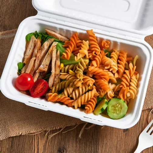 7"x5"x2.6" Compostable Clamshell Containers PFAS Free White 500 pcs