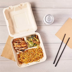 Sample 3 Compartment 10x10x3 Clamshell Container Fiber