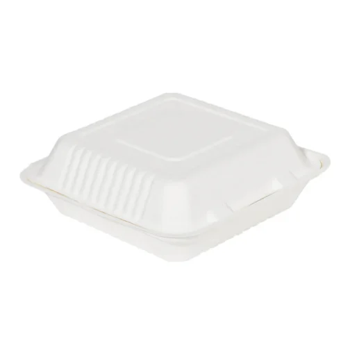 9"x9"x3" Compostable Clamshell Containers PFAS Free White 200 pcs - Image 5