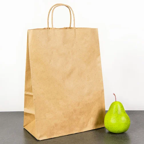 13" x 7" x 17" Large Kraft Paper Shopping Bags with Handles Bulk 250 pcs - Image 2
